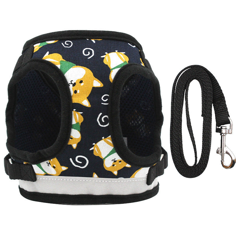 Shiba Inu pattern Dog leash reflective pet collar 1.5m - Red - by Famigift