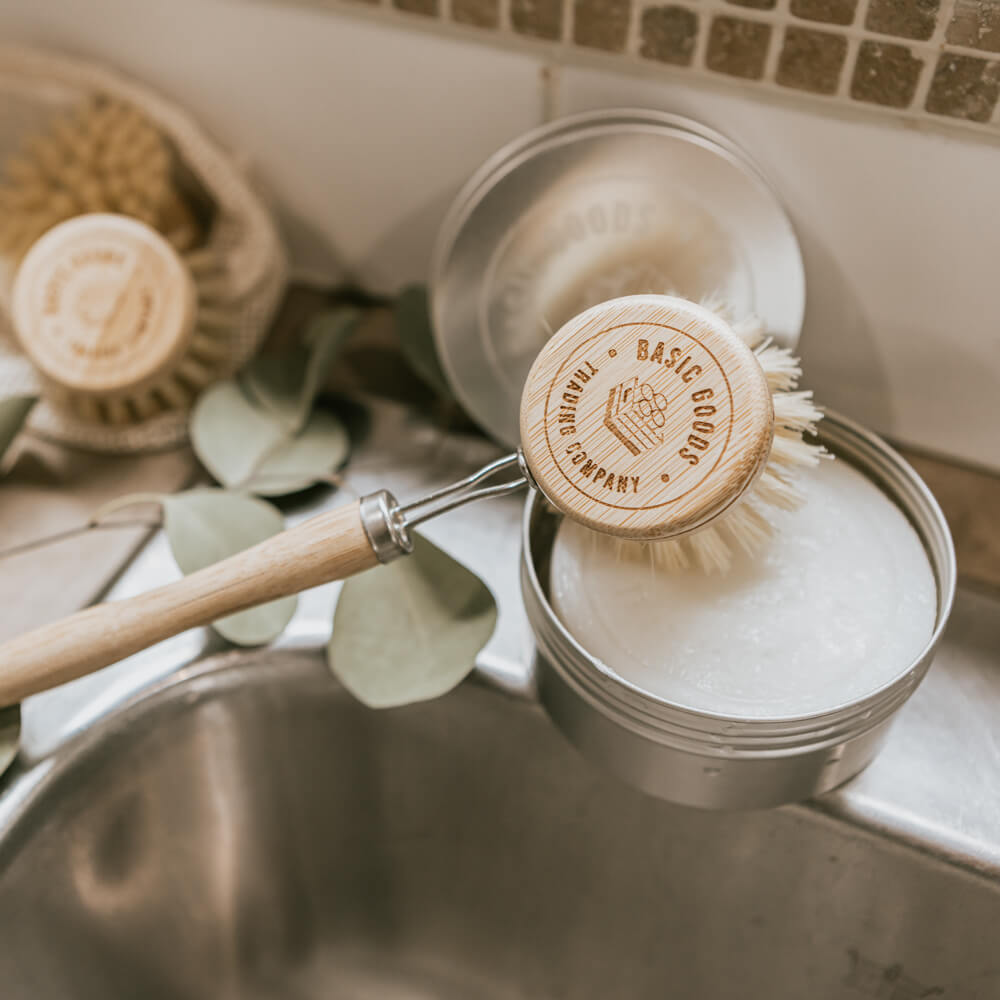 Bamboo Dishwashing Brush with Handle - by Famigift