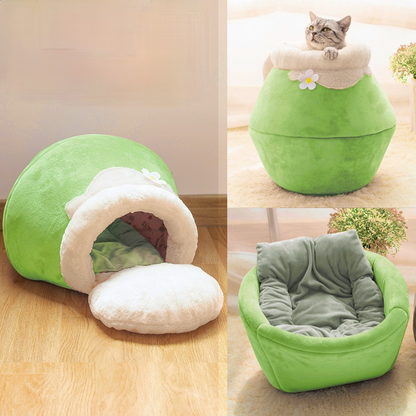 PeyPlush, Soft, Portable, and Foldable Cat House Cave - Light grey House - by Famigift
