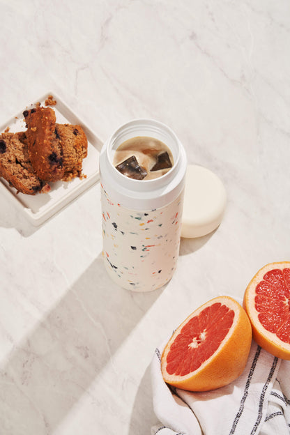 Insulated Ceramic Wide Mouth Bottle - Terrazzo Charcoal - by Famigift