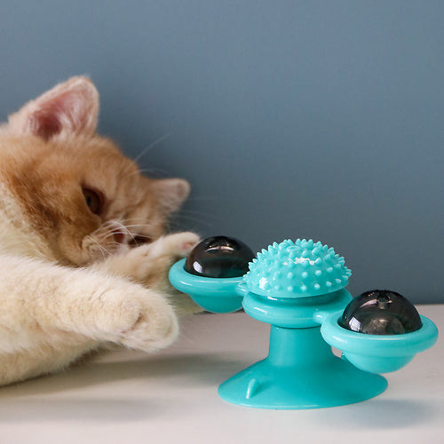 Cat Windmill Toy With Catnip LED Ball Teeth Cleaning - by Famigift
