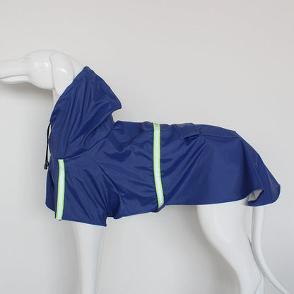 Pet raincoat dog poncho cloak reflective big dog clothes - blue - by Famigift