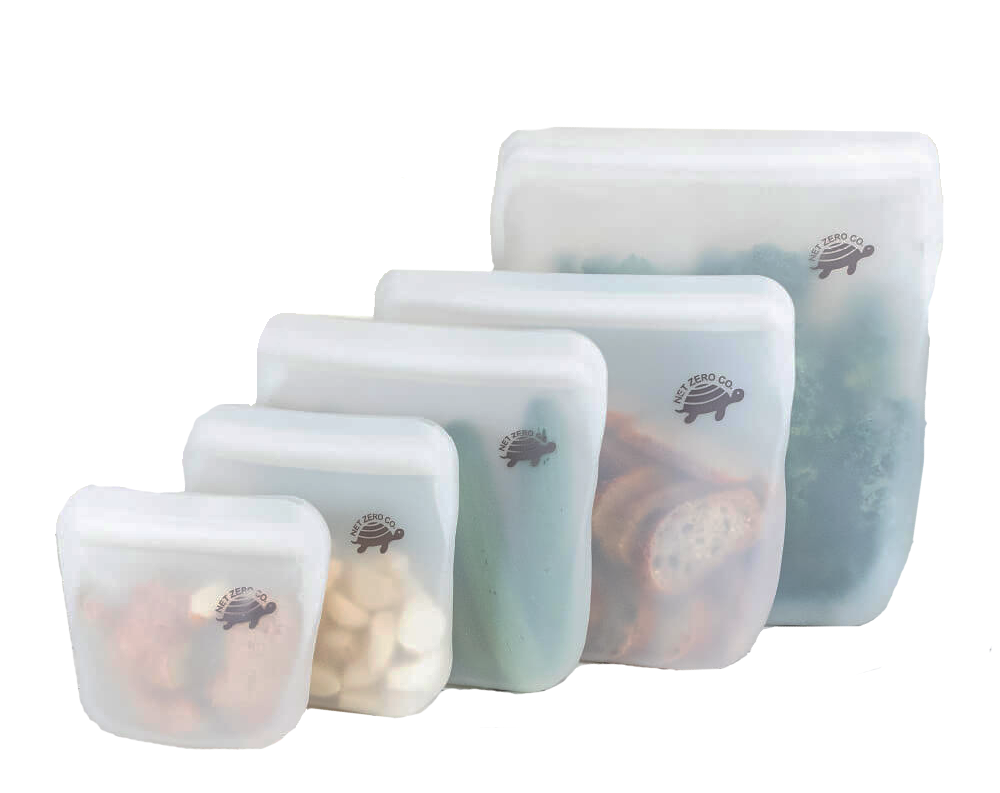 Silicone Zip Sealer - Reusable Food Storage Bag - 5 Different Sizes - Pocket - by Famigift