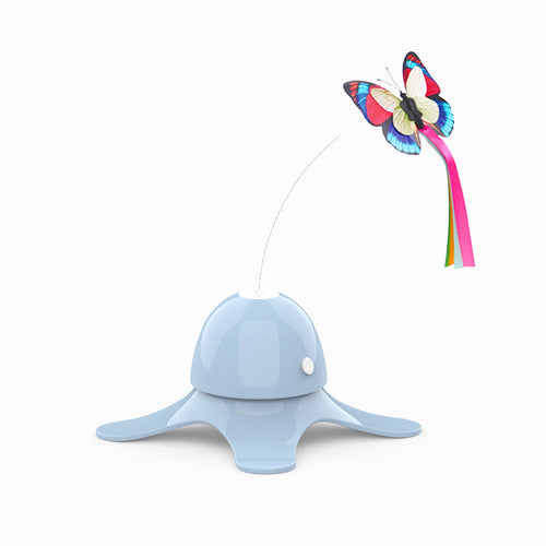 Butterfly Auto Tease Cat Toy Puzzle Pet Electric Toy Tease Cat Stick - White - by Famigift