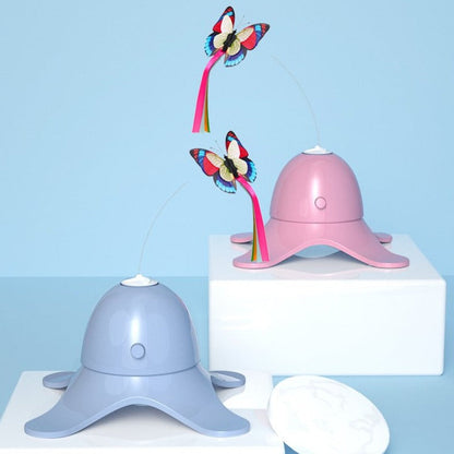 Butterfly Auto Tease Cat Toy Puzzle Pet Electric Toy Tease Cat Stick - Pink - by Famigift