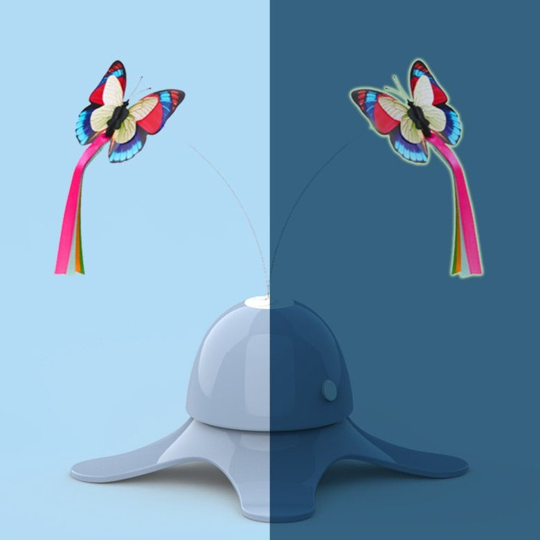 Butterfly Auto Tease Cat Toy Puzzle Pet Electric Toy Tease Cat Stick - Blue - by Famigift