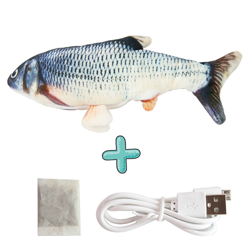 Floppy fish cat toys Rechargeable Electric pet toy - Silver Arowana - by Famigift