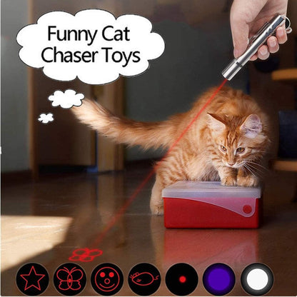Cat Toy USB Rechargeable Laser Pattern Cat Teaser Stick - by Famigift