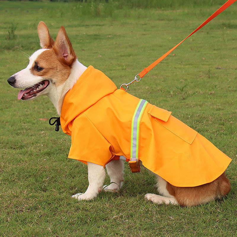 Pet raincoat dog poncho cloak reflective big dog clothes - blue - by Famigift