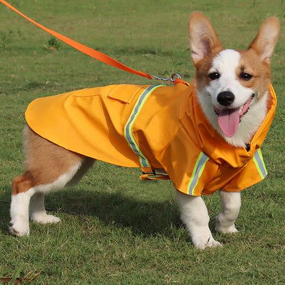 Pet raincoat dog poncho cloak reflective big dog clothes - blue - by Famigift