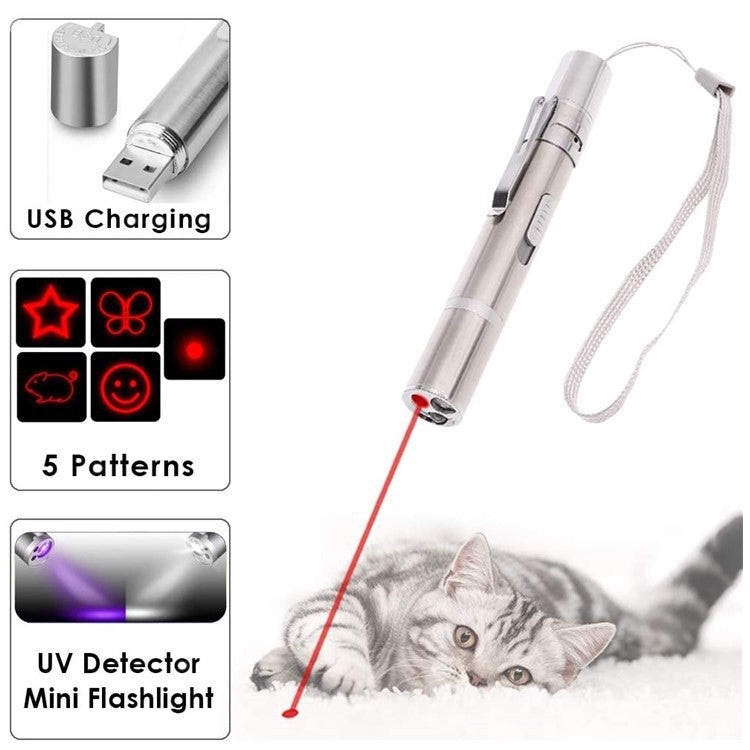 Cat Toy USB Rechargeable Laser Pattern Cat Teaser Stick - by Famigift