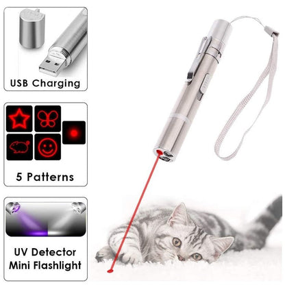 Cat Toy USB Rechargeable Laser Pattern Cat Teaser Stick - by Famigift