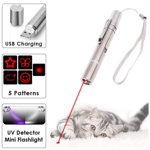 Cat Toy USB Rechargeable Laser Pattern Cat Teaser Stick - by Famigift