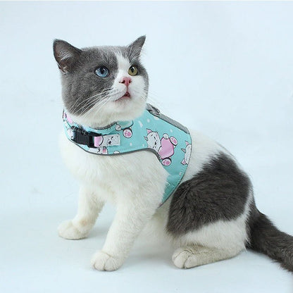 Pet Harness Anti-break Comfort Vest Chest Sling Reflective Chest Back - mint green - by Famigift