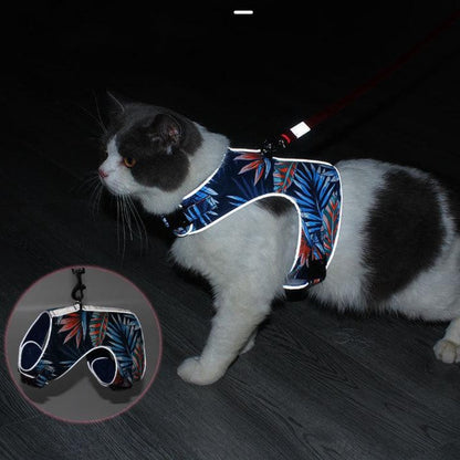 Pet Harness Anti-break Comfort Vest Chest Sling Reflective Chest Back - Red glasses dog - by Famigift