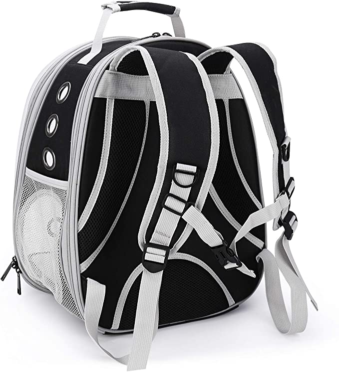 Back expandable cat backpack space capsule transparent pet carrier - Pink - by Famigift