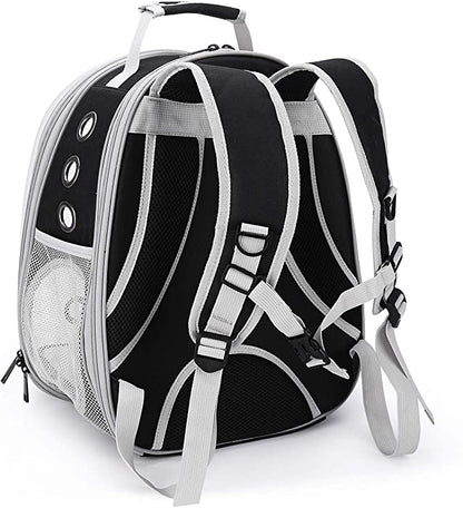 Back expandable cat backpack space capsule transparent pet carrier - Pink - by Famigift