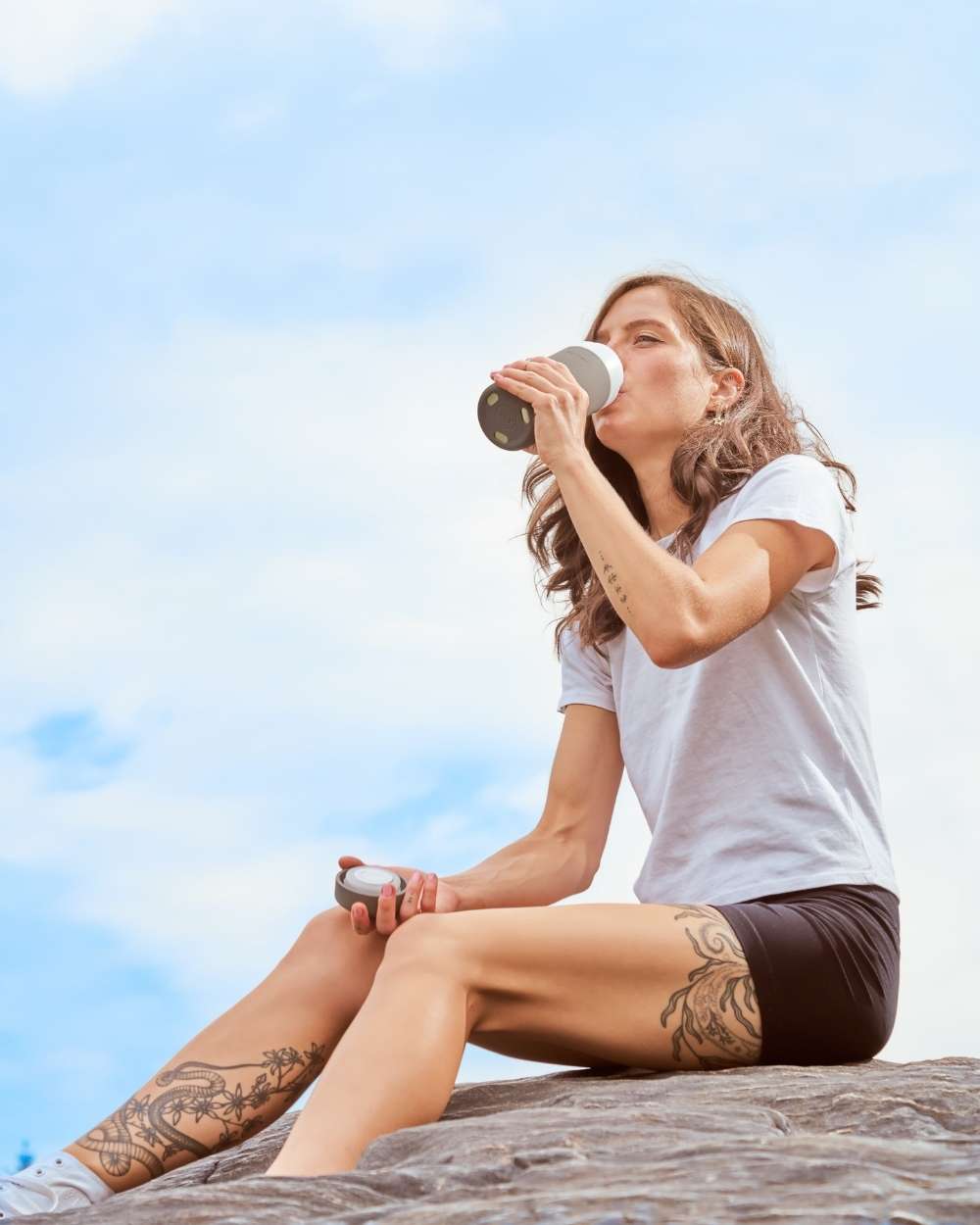 Insulated Ceramic Wide Mouth Bottle - Terrazzo Charcoal - by Famigift
