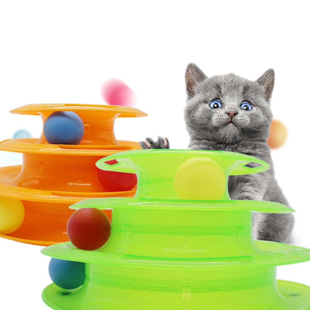 Cat Toy 3 Level Tower Track Roller Toy with Balls - by Famigift