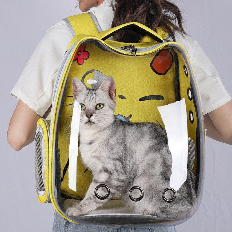 pet carrier backpack transparent cat backpack - Red - by Famigift
