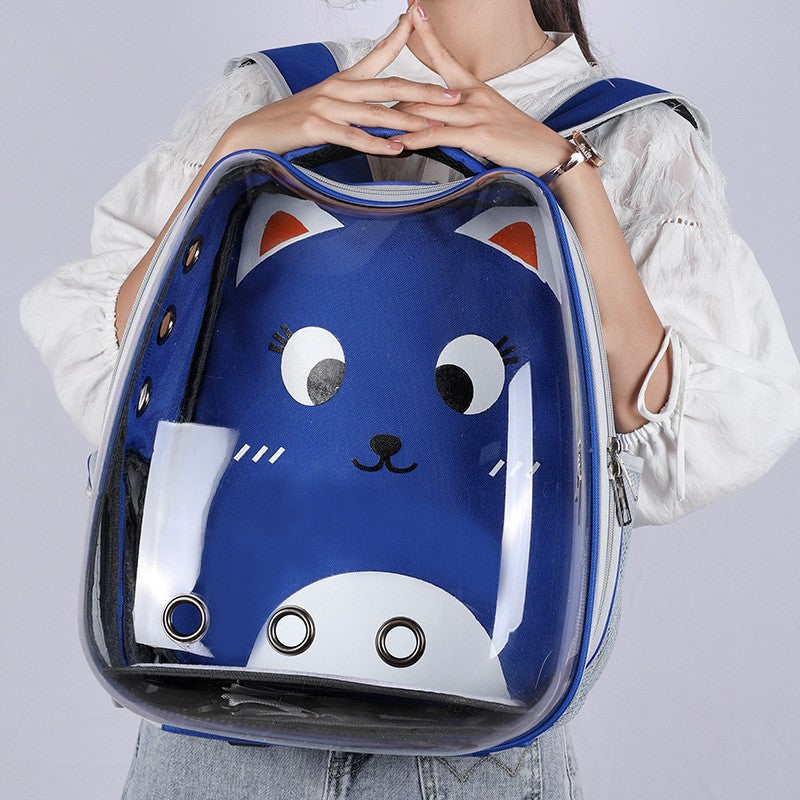 pet carrier backpack transparent cat backpack - Blue - by Famigift