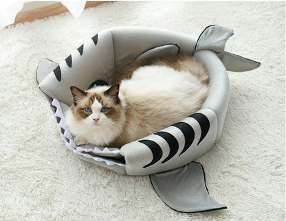 Shark Pet Bed Small Dog Cat House Indoor soft Kennel - Blue - by Famigift