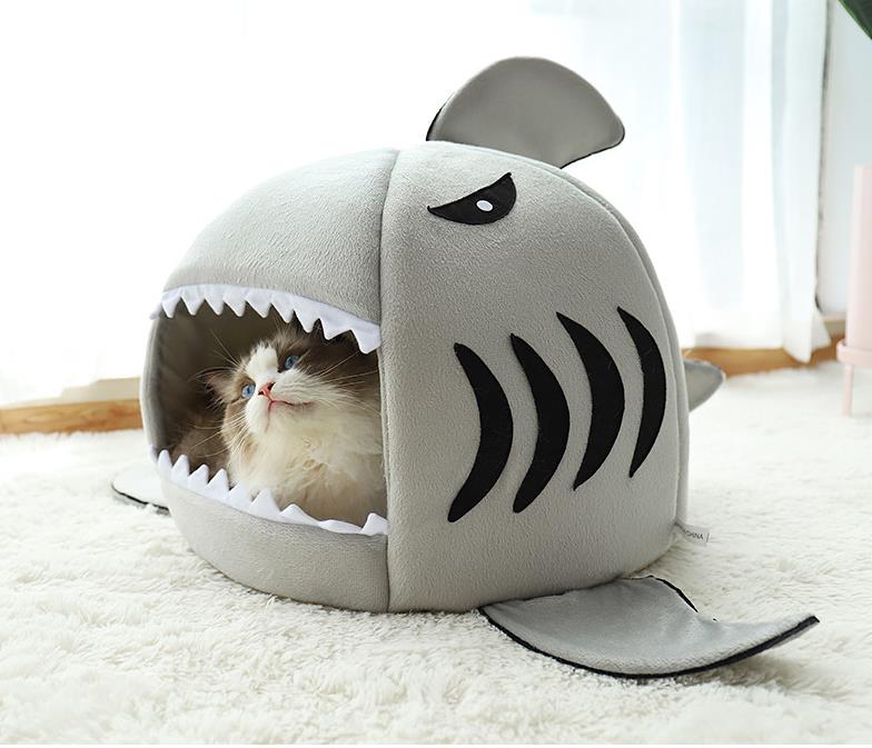 Shark Pet Bed Small Dog Cat House Indoor soft Kennel - Pink - by Famigift