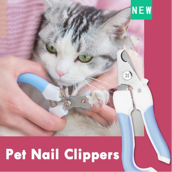 Professional Pet Cat Dog Nail Clipper Cutter Stainless Steel Grooming Clippers Grinders Cats Dog Claw Nail Scissors with Lock - Blue - by Famigift