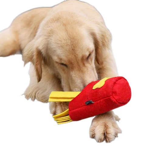 Dogs Toy French Fries Grinding Teeth Leaking Training Toy - Red - by Famigift