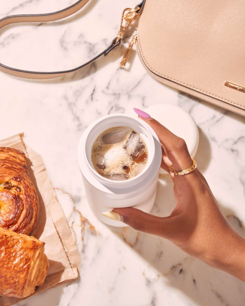 Insulated Ceramic Wide Mouth Bottle - Cream - by Famigift