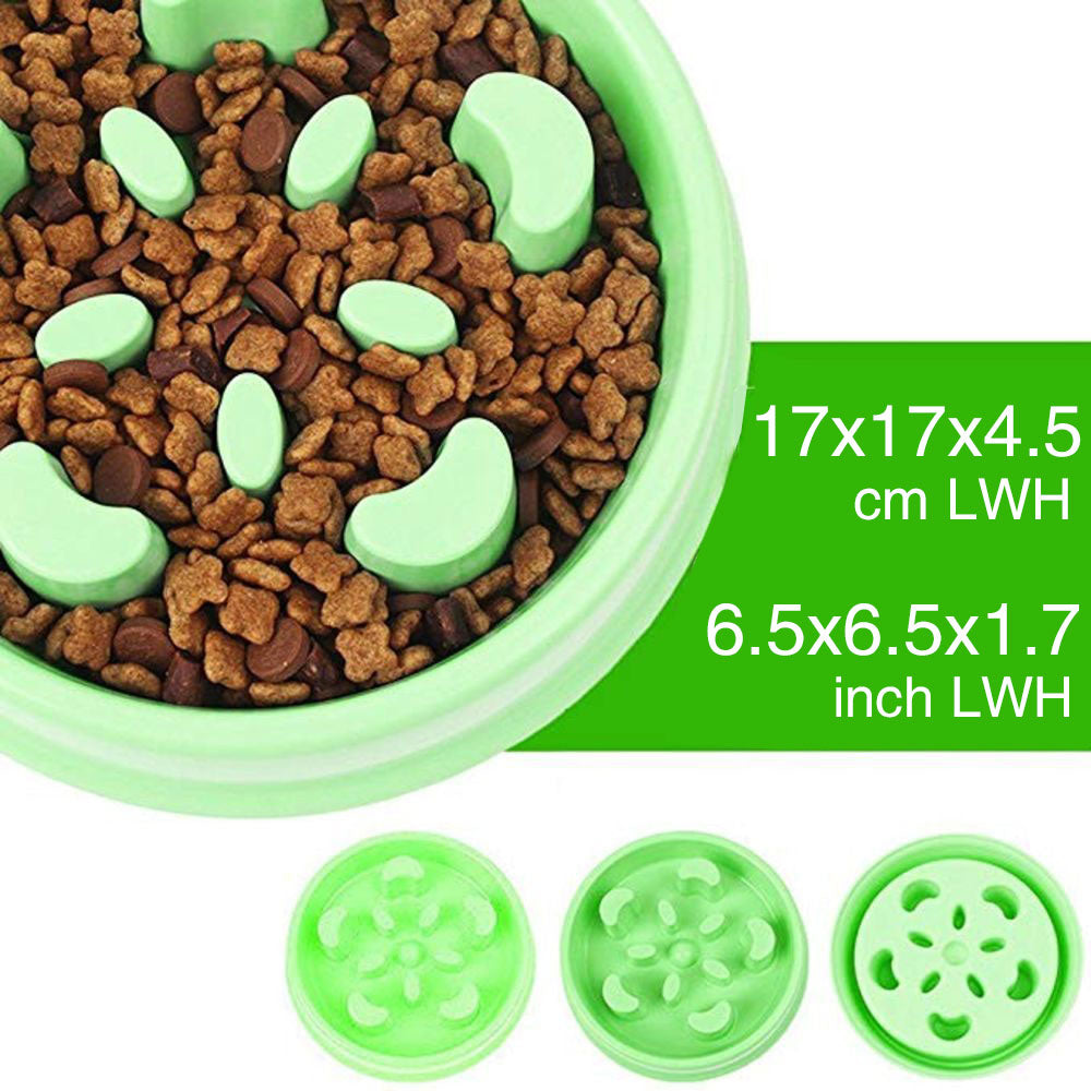 Dog Feeding Bowl Fun Slow Feeder Stop Bloat - Green - by Famigift