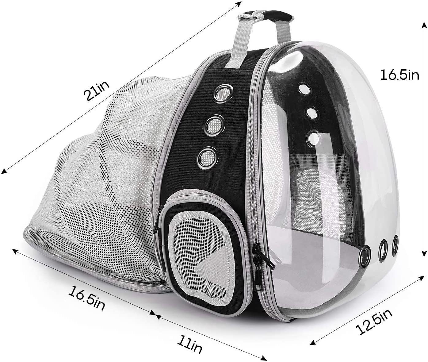 Back expandable cat backpack space capsule transparent pet carrier - Green - by Famigift