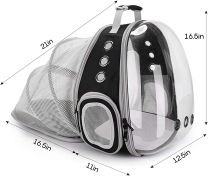 Back expandable cat backpack space capsule transparent pet carrier - Green - by Famigift