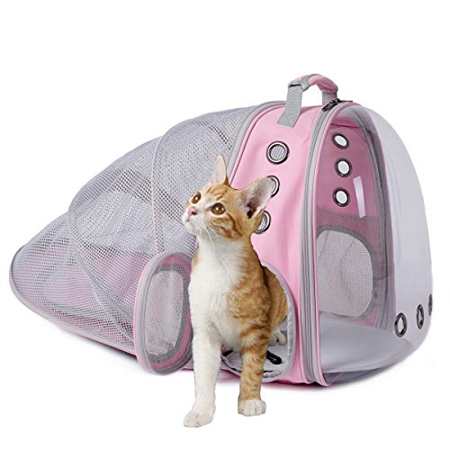 Back expandable cat backpack space capsule transparent pet carrier - by Famigift