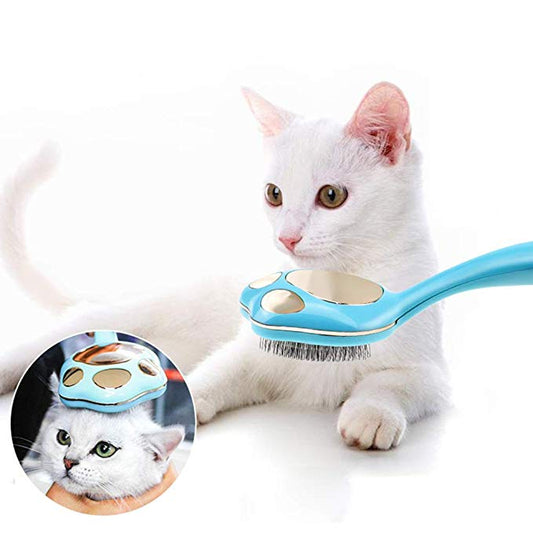 Cat Paw Grooming Comb Undercoat Pin Rake Brush for Pets' Hair Shedding - Pink - by Famigift