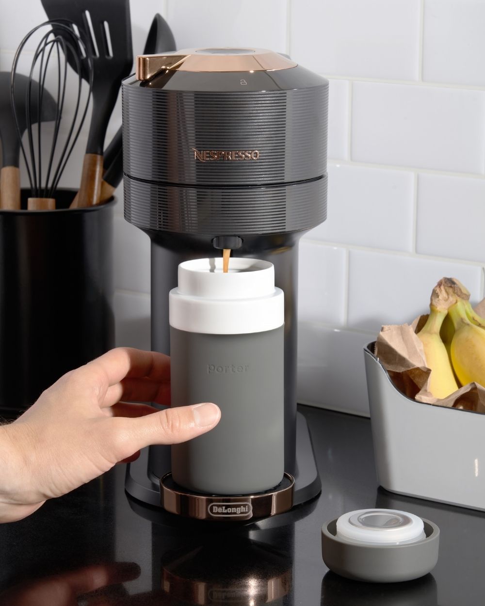 Insulated Ceramic Wide Mouth Bottle - Terrazzo Charcoal - by Famigift