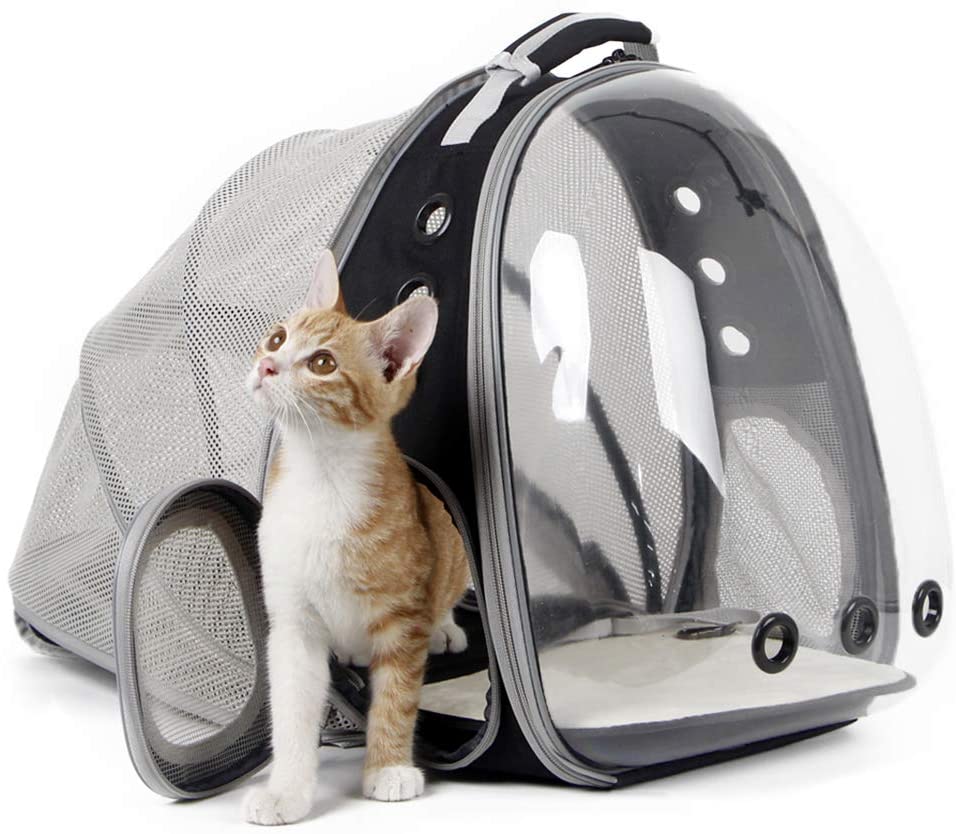Back expandable cat backpack space capsule transparent pet carrier - by Famigift