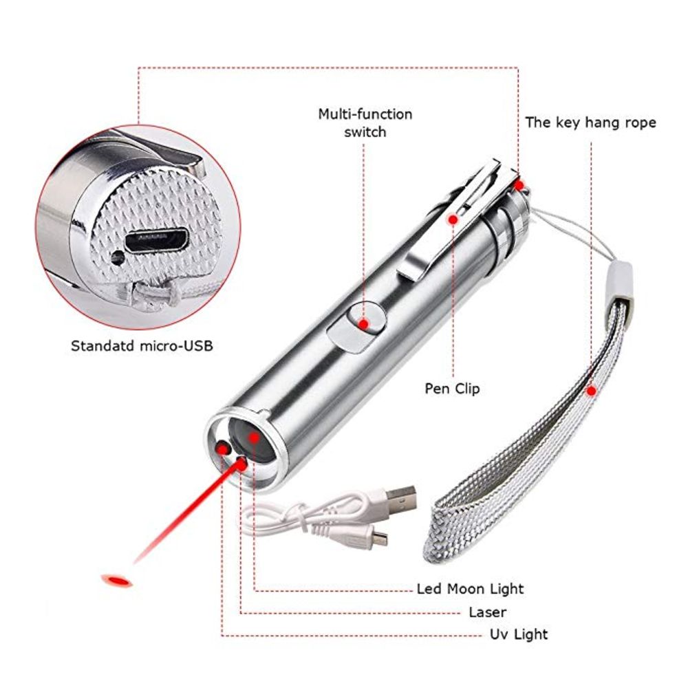 Rechargeable Cat Laser Pointer 3 in 1 Cat Toy Red Laser Pointer - by Famigift