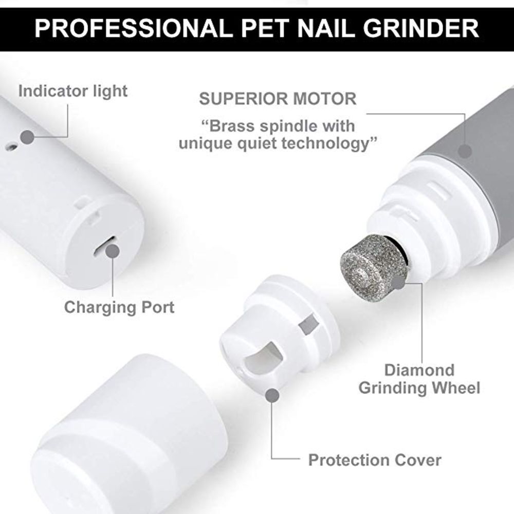 Portable Electric Dog Grooming, Trimming, Nail Grinder & Clipper Tool with USB Rechargeable Port - by Famigift