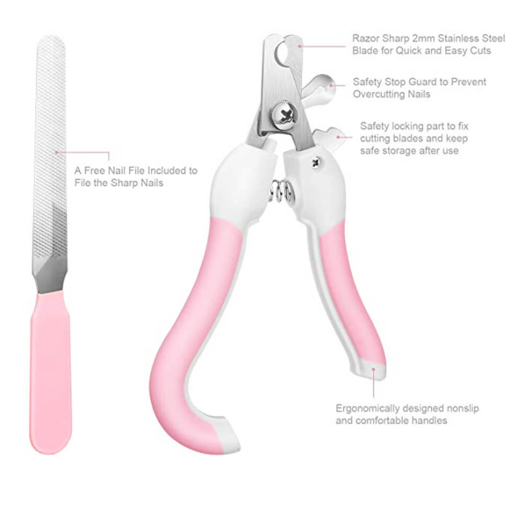 Professional Pet Cat Dog Nail Clipper Cutter Stainless Steel Grooming Clippers Grinders Cats Dog Claw Nail Scissors with Lock - by Famigift