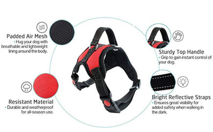Dog Harness No-Pull Adjustable Outdoor Reflective Pet Vest Easy Control for Small Medium Large Dogs - M - by Famigift