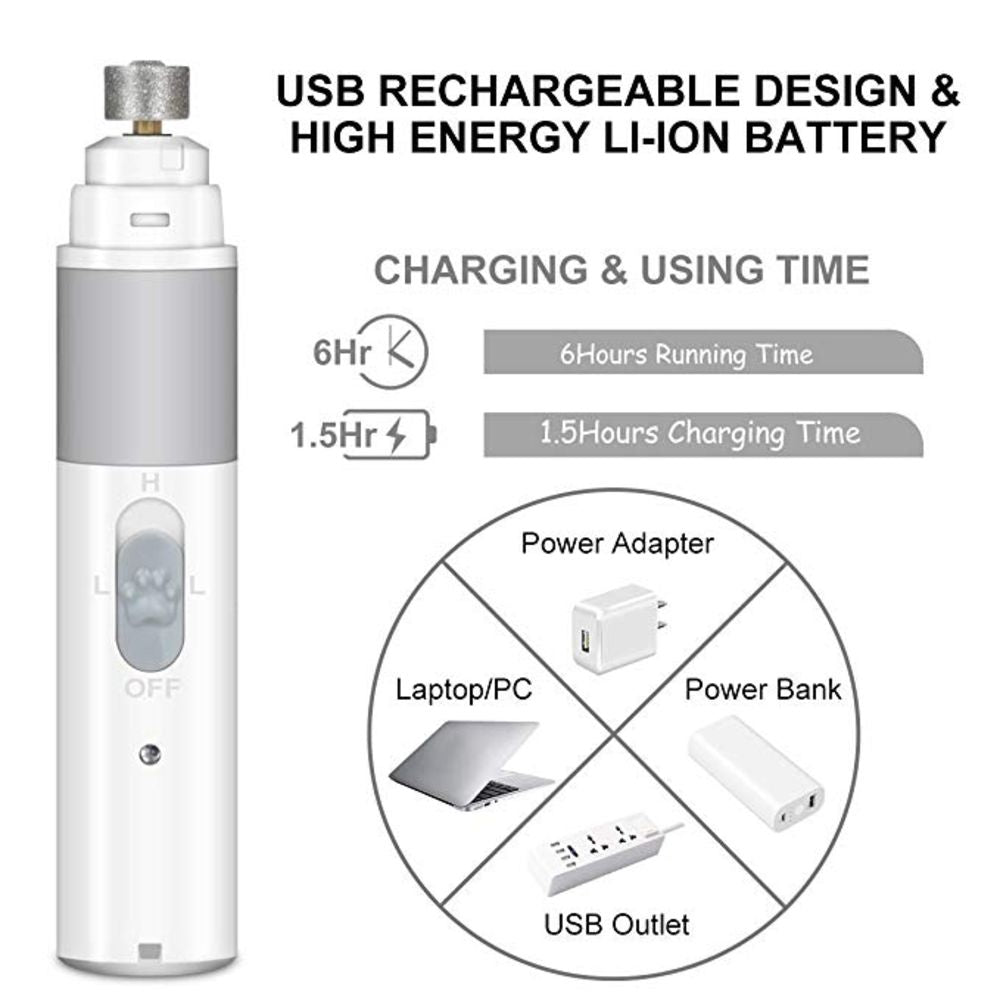 Portable Electric Dog Grooming, Trimming, Nail Grinder & Clipper Tool with USB Rechargeable Port - by Famigift