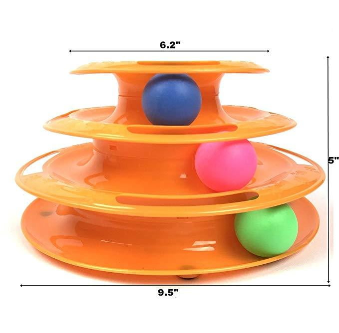 Cat Toy 3 Level Tower Track Roller Toy with Balls - by Famigift