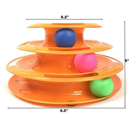 Cat Toy 3 Level Tower Track Roller Toy with Balls - by Famigift