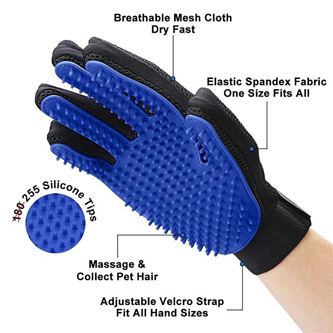 Pet Dog Hair Brush Comb Glove For Pet Cleaning Massage (1 pair - by Famigift