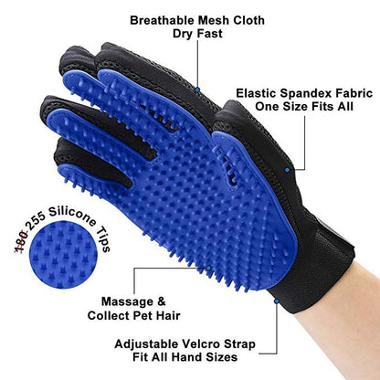 Pet Dog Hair Brush Comb Glove For Pet Cleaning Massage (1 pair - by Famigift