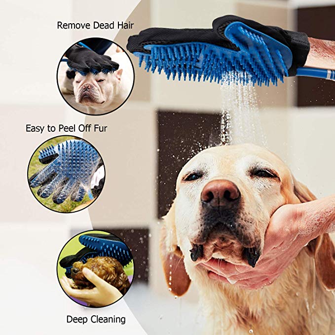 Pet Grooming Shower Bathing Spray Gloves for Dogs & Cats, Compatible with Outdoor Hose & Bath Tub - by Famigift