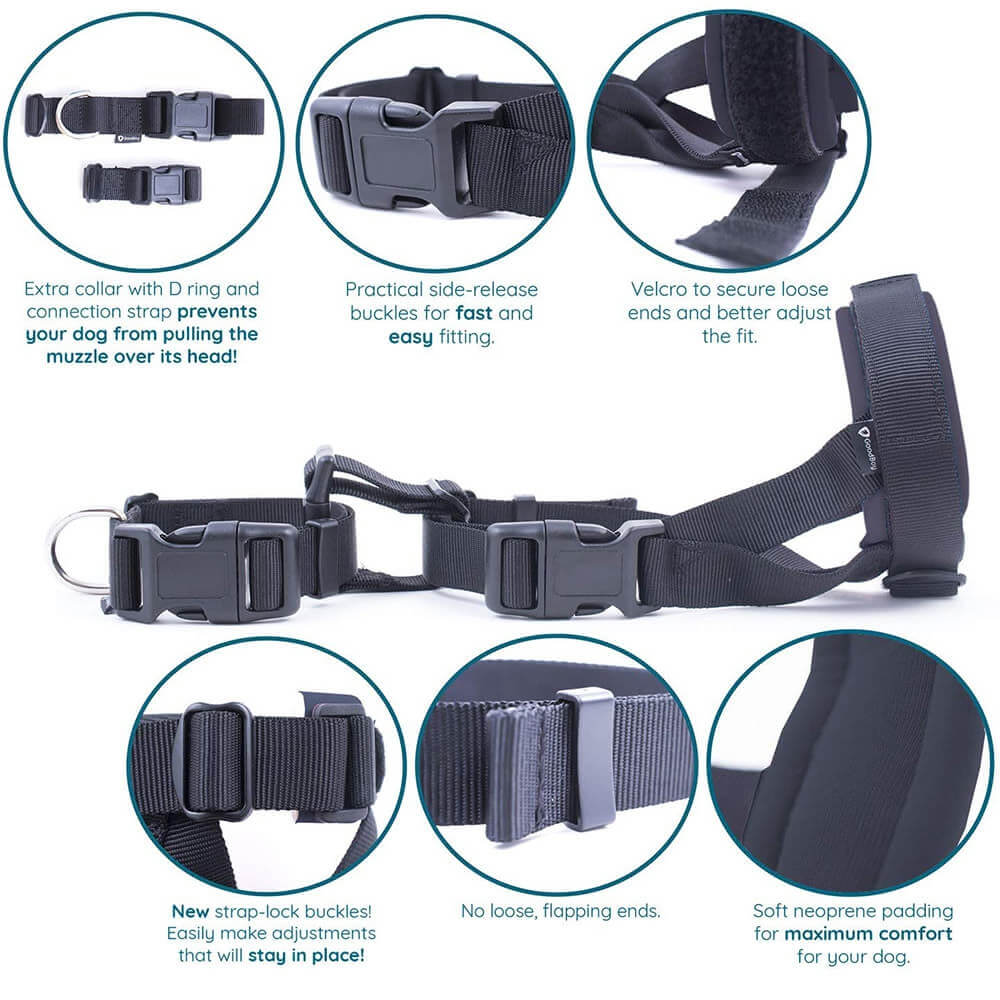 Pet Dog Padded Head Collar Gentle Halter Leash Leader Stop Pulling Training Tool - by Famigift