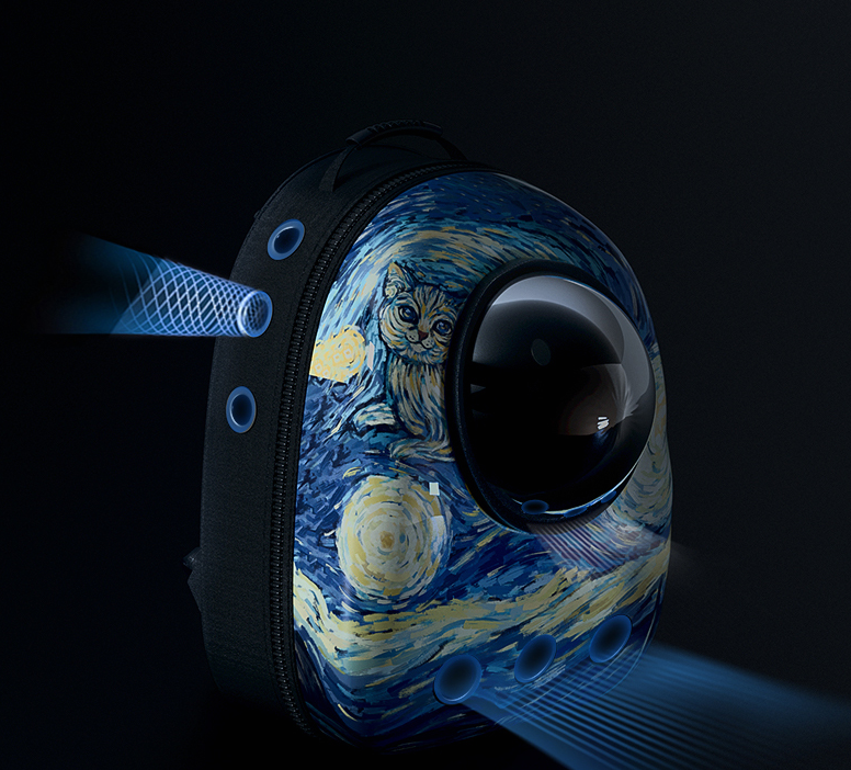 Pet backpack carrier bag portable with capsule oil painting series - by Famigift