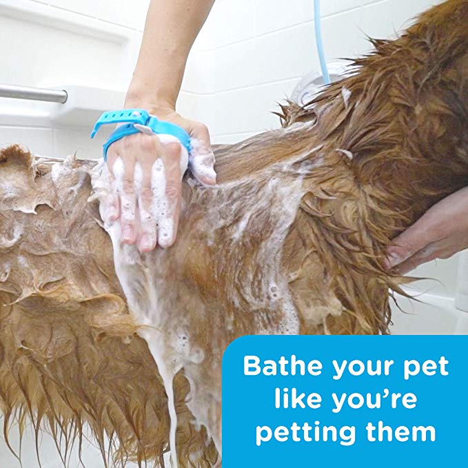 Pet Grooming Shower Sprayer & Scrubber Bathing Tool Compatible with Bath Tub & Outdoor Garden Hose - by Famigift